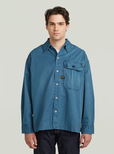 Pleated 1-Pocket Boxy Shirt